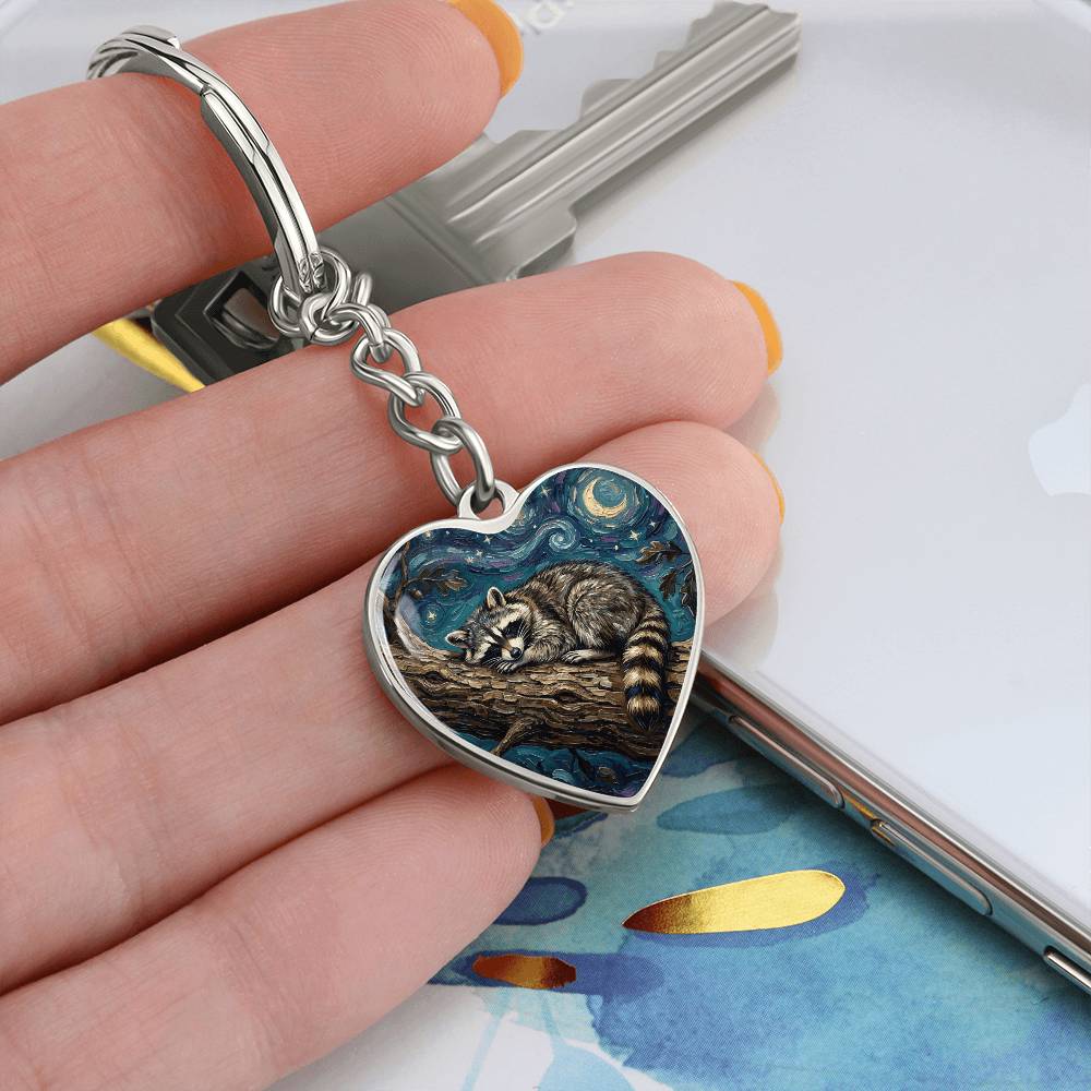 Midnight Bandit Heart Keychain