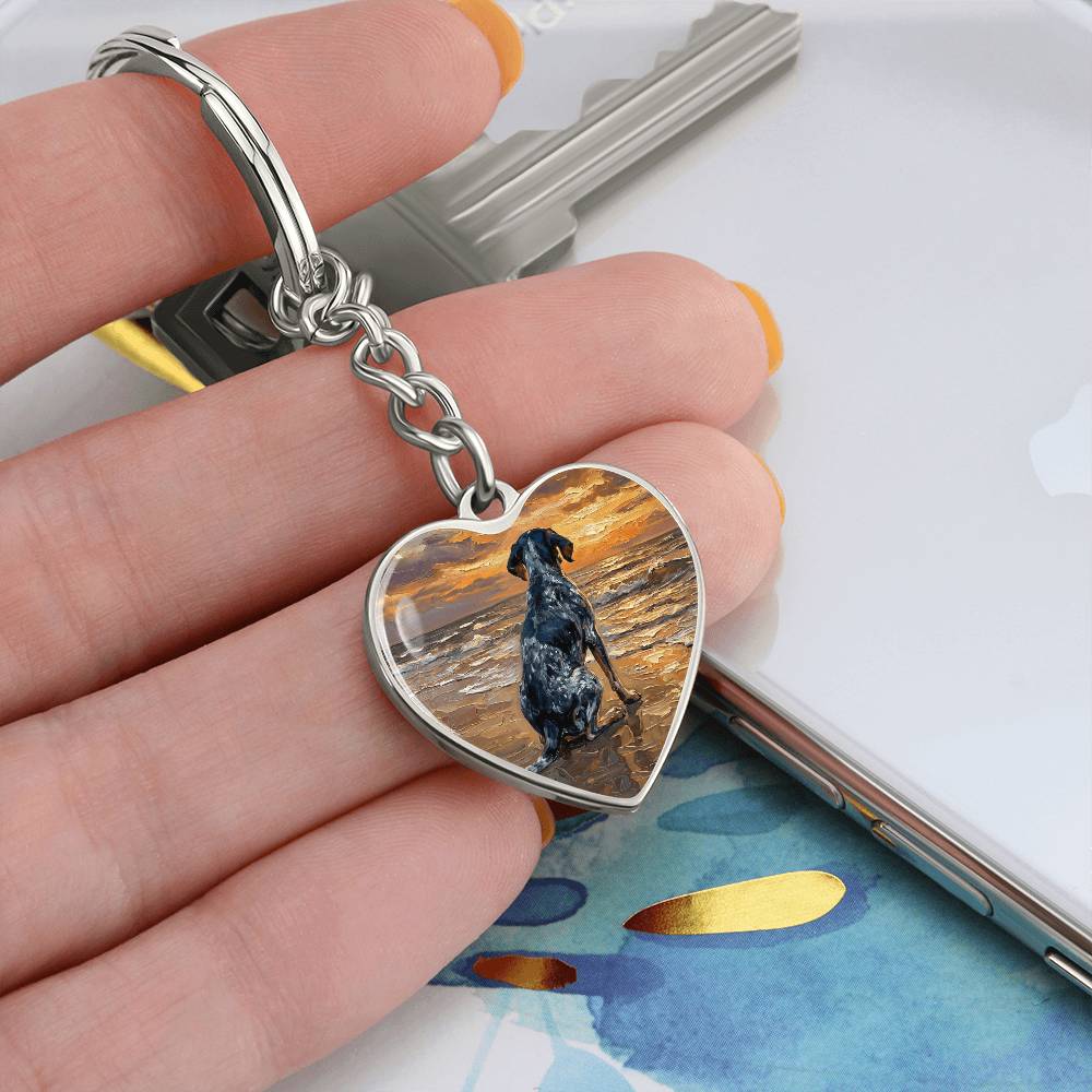 Beach Days - Blue Tick Coonhound Heart Keychain