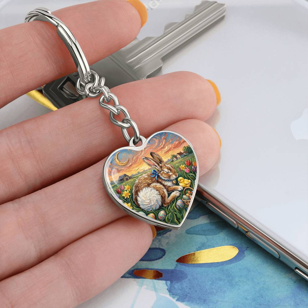 Easter Morning Heart Keychain
