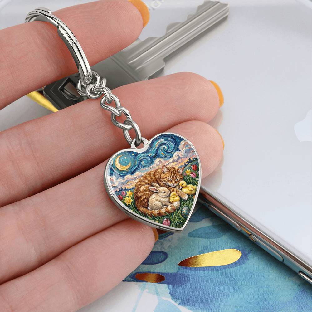 Easter Night Heart Keychain