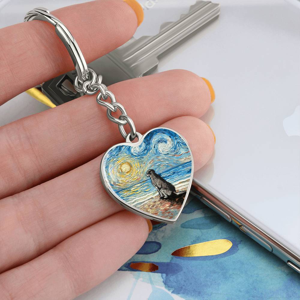 Beach Days, Silver Labrador Heart Keychain