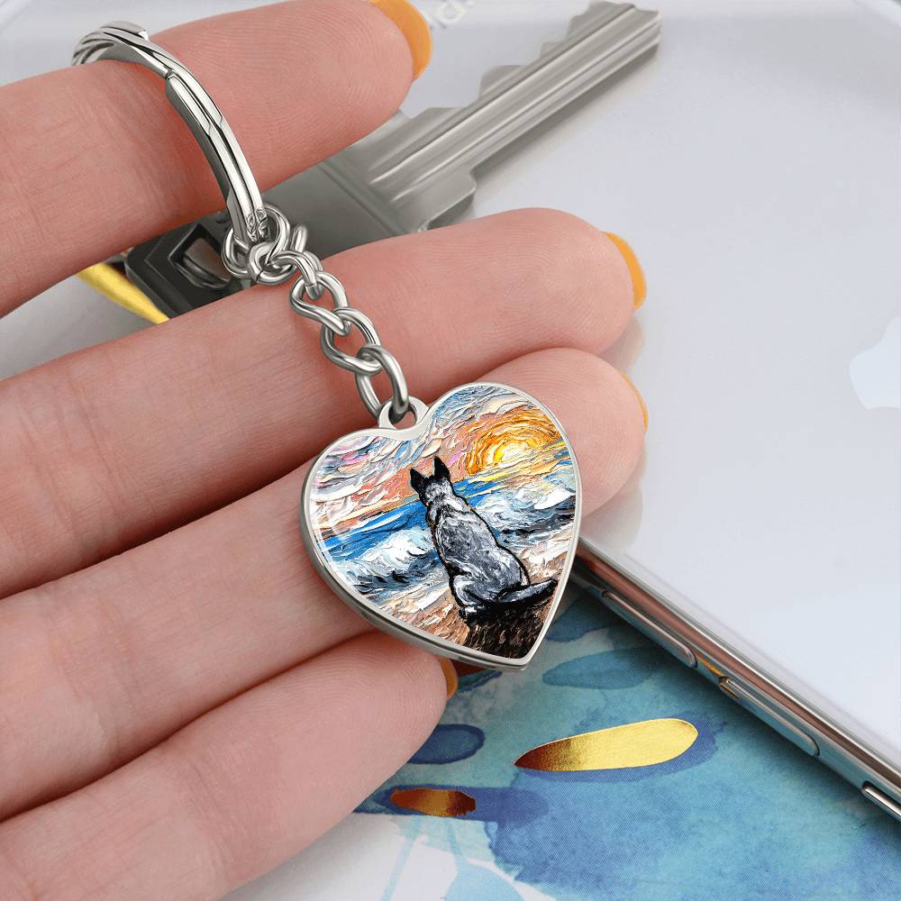 Beach Days, Blue Heeler Heart Keychain