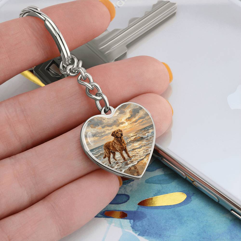 Beach Day - Chesapeake Bay Retriever Heart Keychain