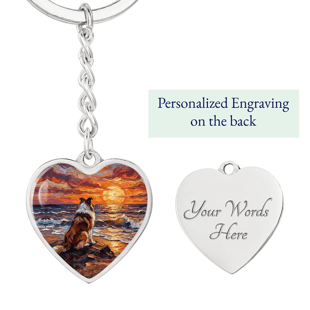 Beach Day - Collie Heart Keychain