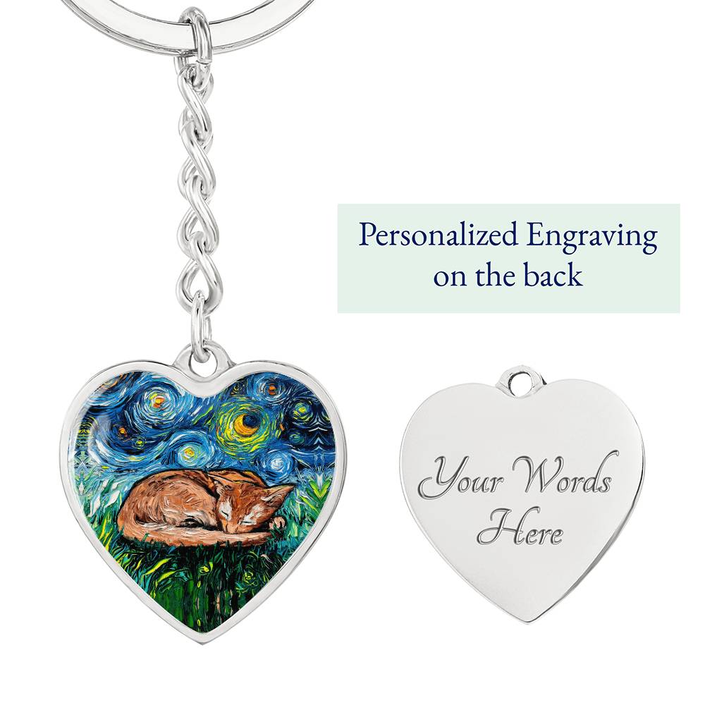 Abyssinian Starry Night Heart Keychain