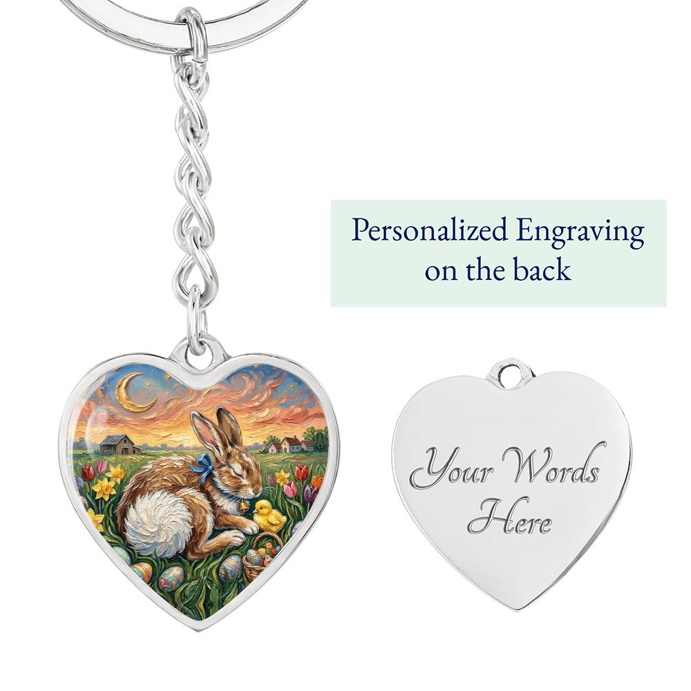 Easter Morning Heart Keychain