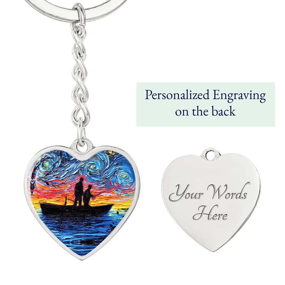 The Fishing Trip Starry Night Heart Keychain