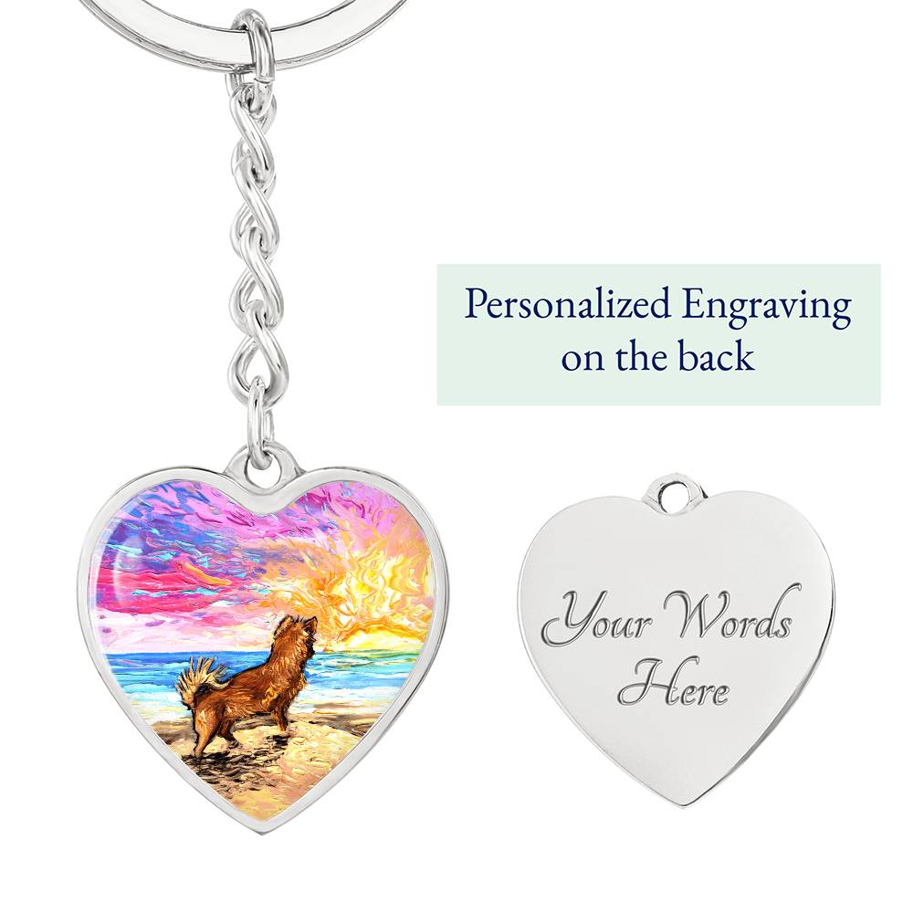 Beach Days - Chihuahua Heart Keychain