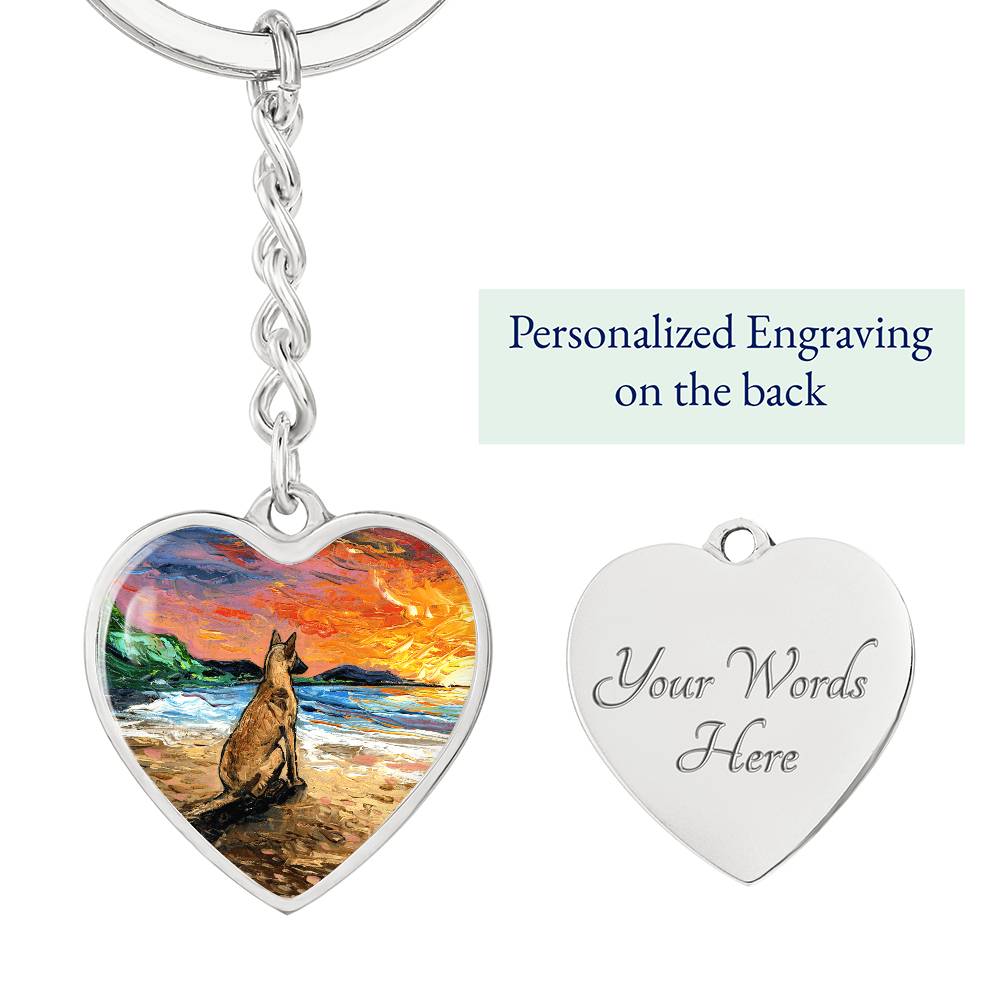 Beach Days - Belgian Malinois Heart Keychain