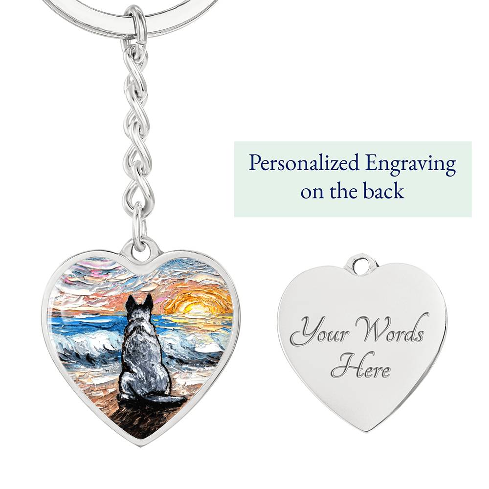 Beach Days, Blue Heeler Heart Keychain