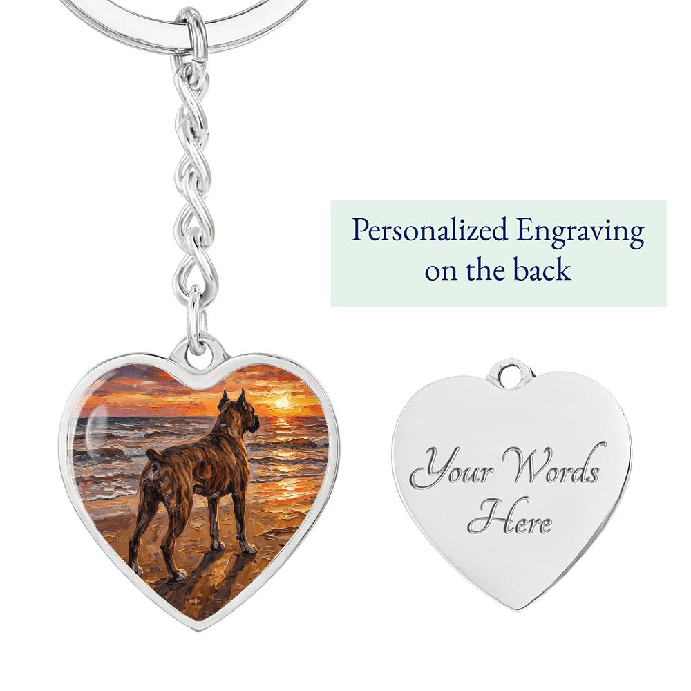 Beach Days - Brindle Boxer Heart Keychain