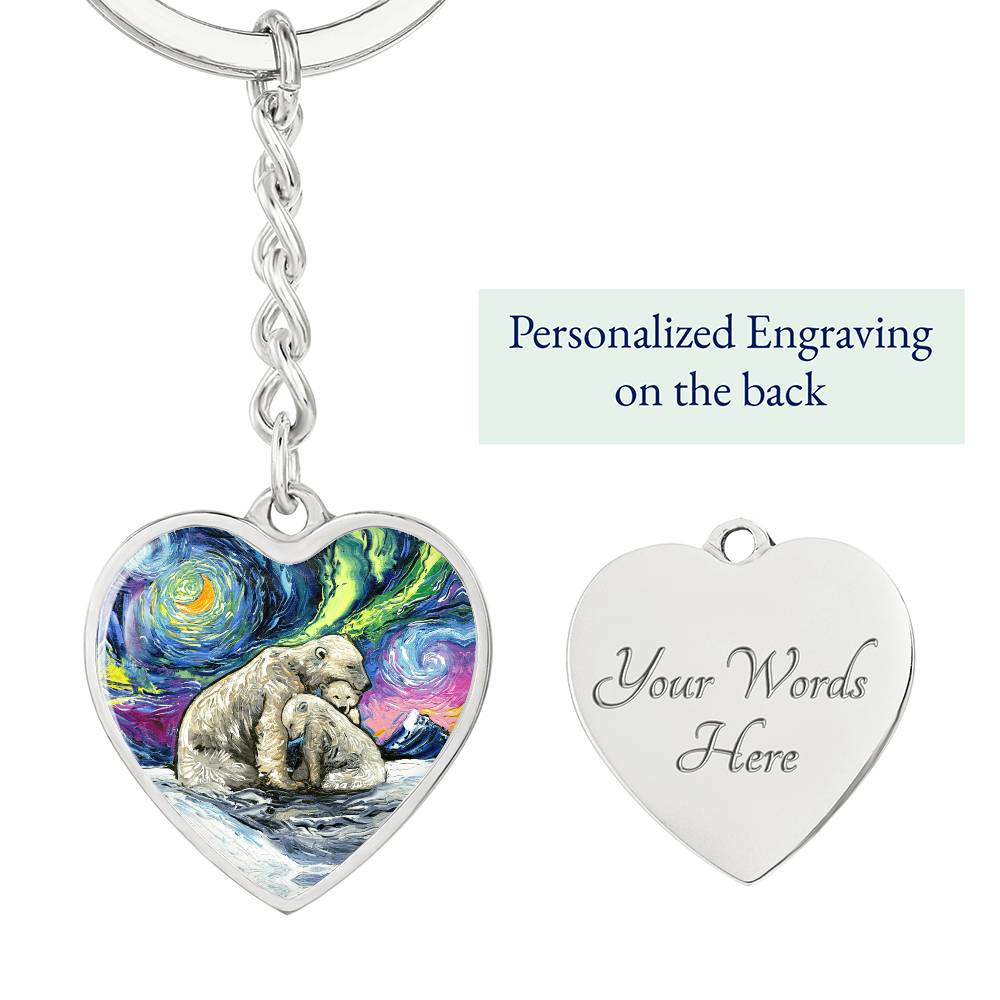 Polar Night Starry Night Heart Keychain