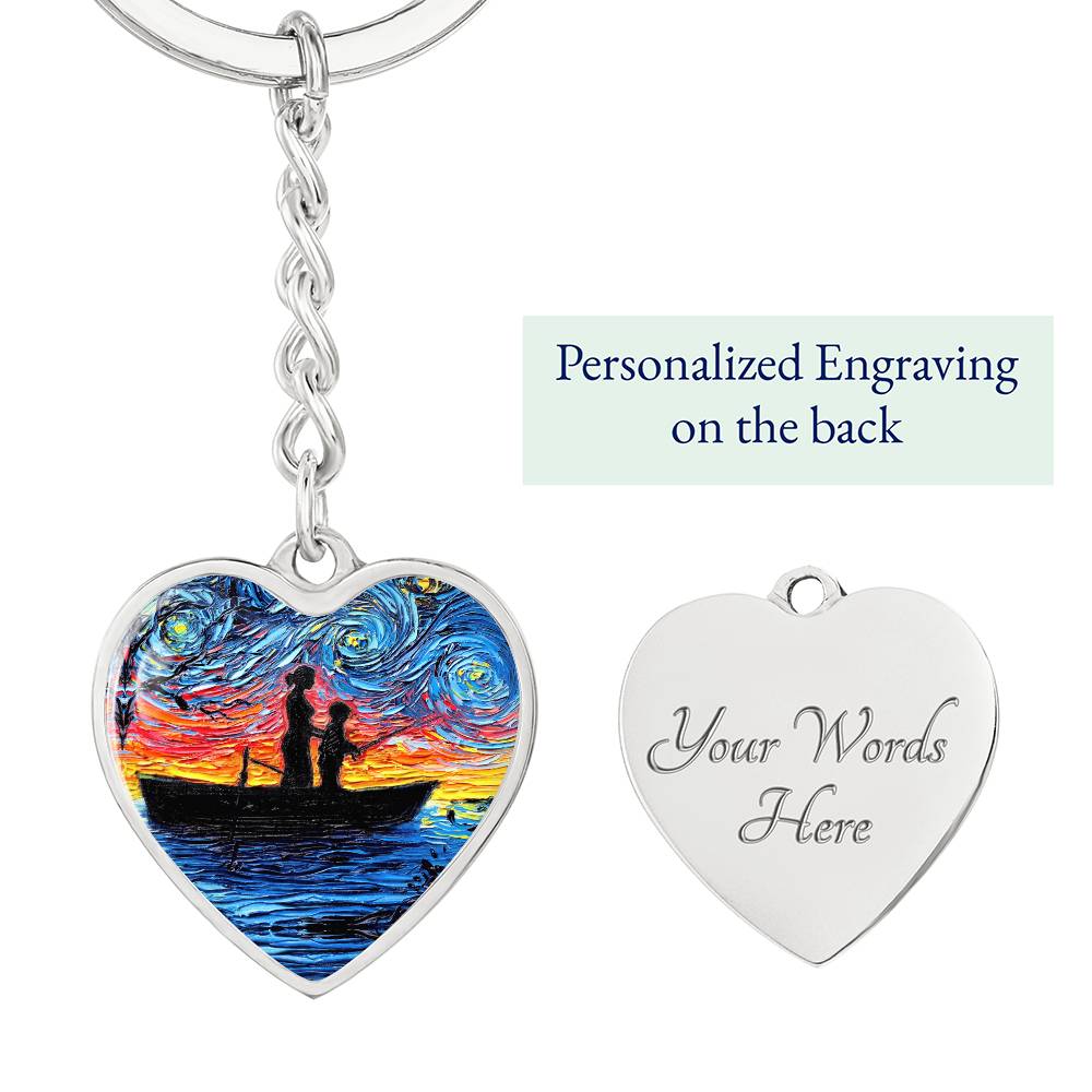 Fishing Trip with Mom Heart Keychain
