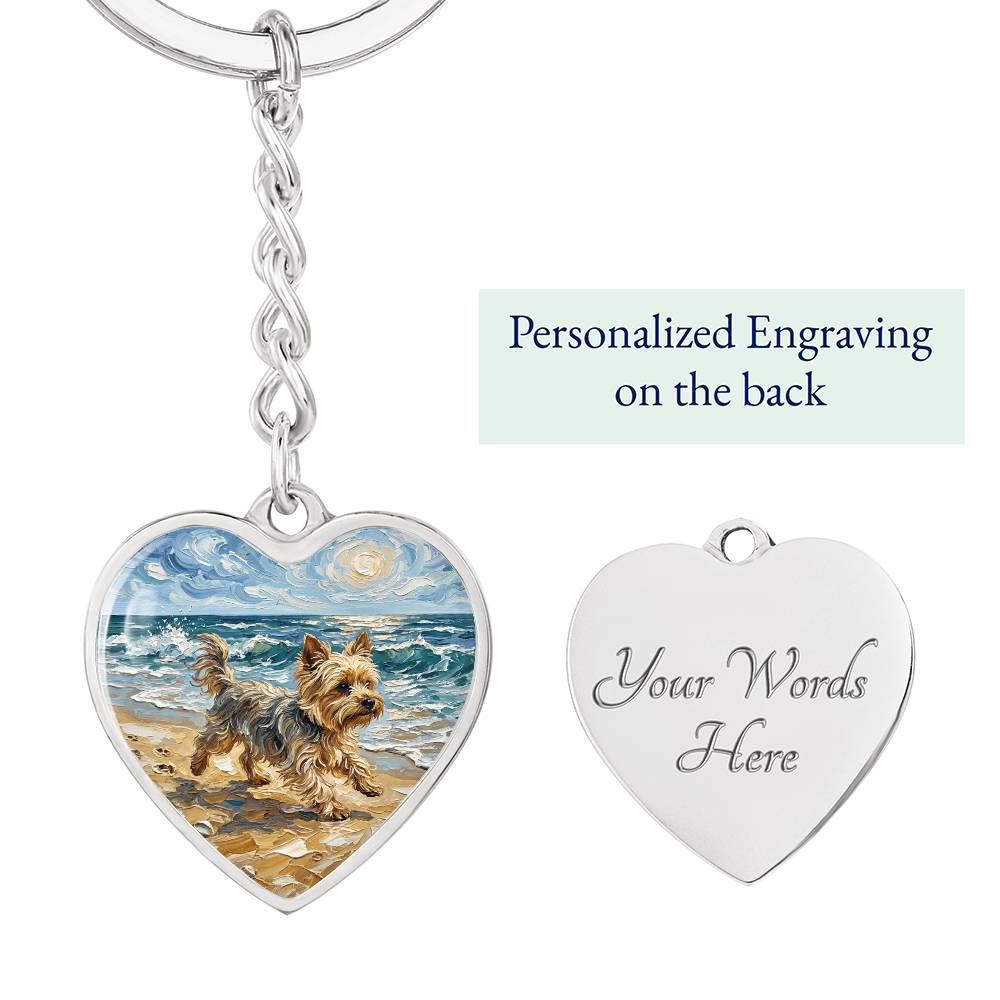 Beach Days - Yorkie Heart Keychain