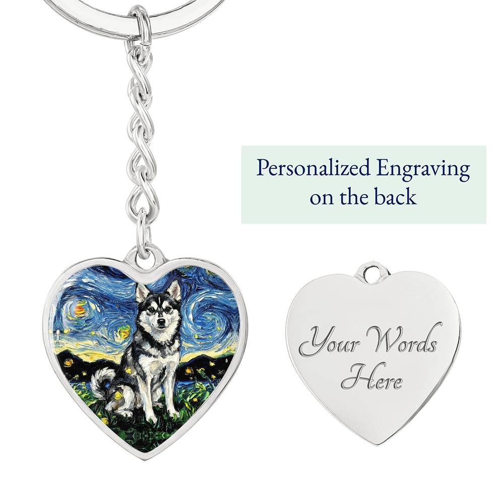 Alaskan Klee Kai Heart Keychain