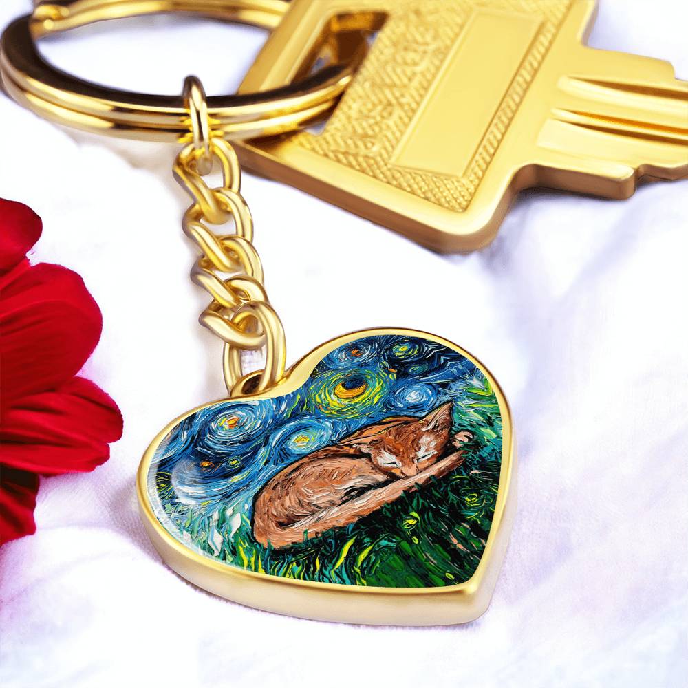 Abyssinian Starry Night Heart Keychain