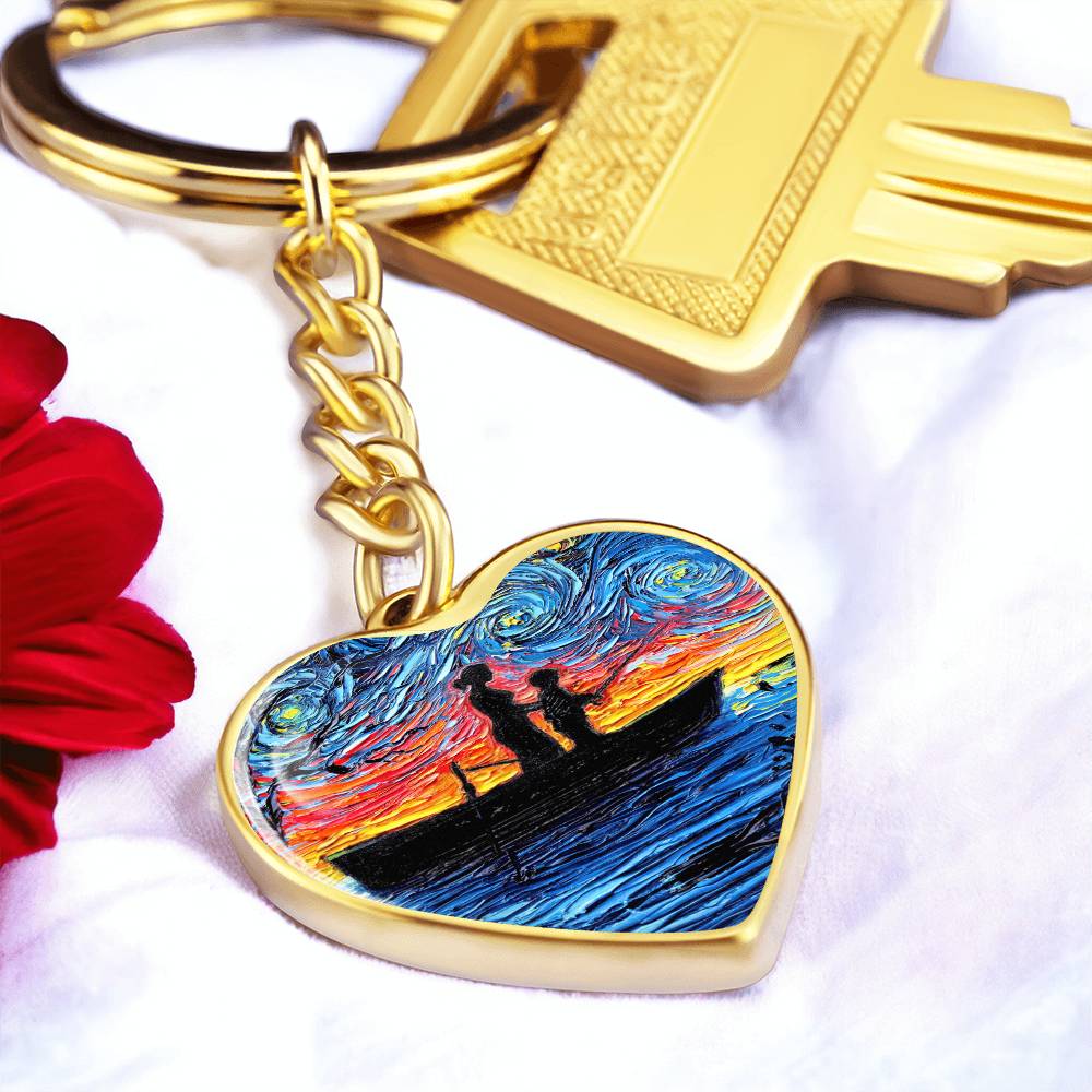 Fishing Trip with Mom Heart Keychain