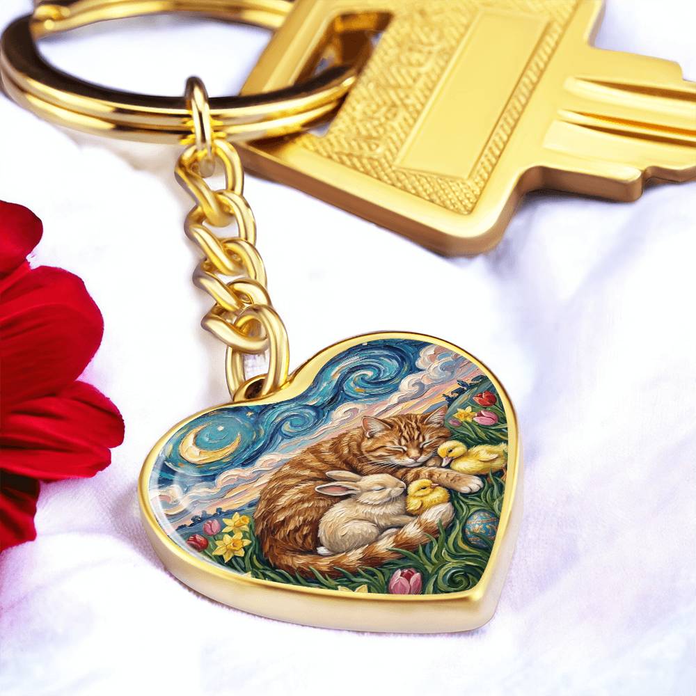 Easter Night Heart Keychain
