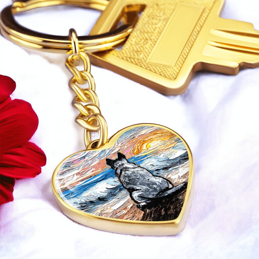 Beach Days, Blue Heeler Heart Keychain