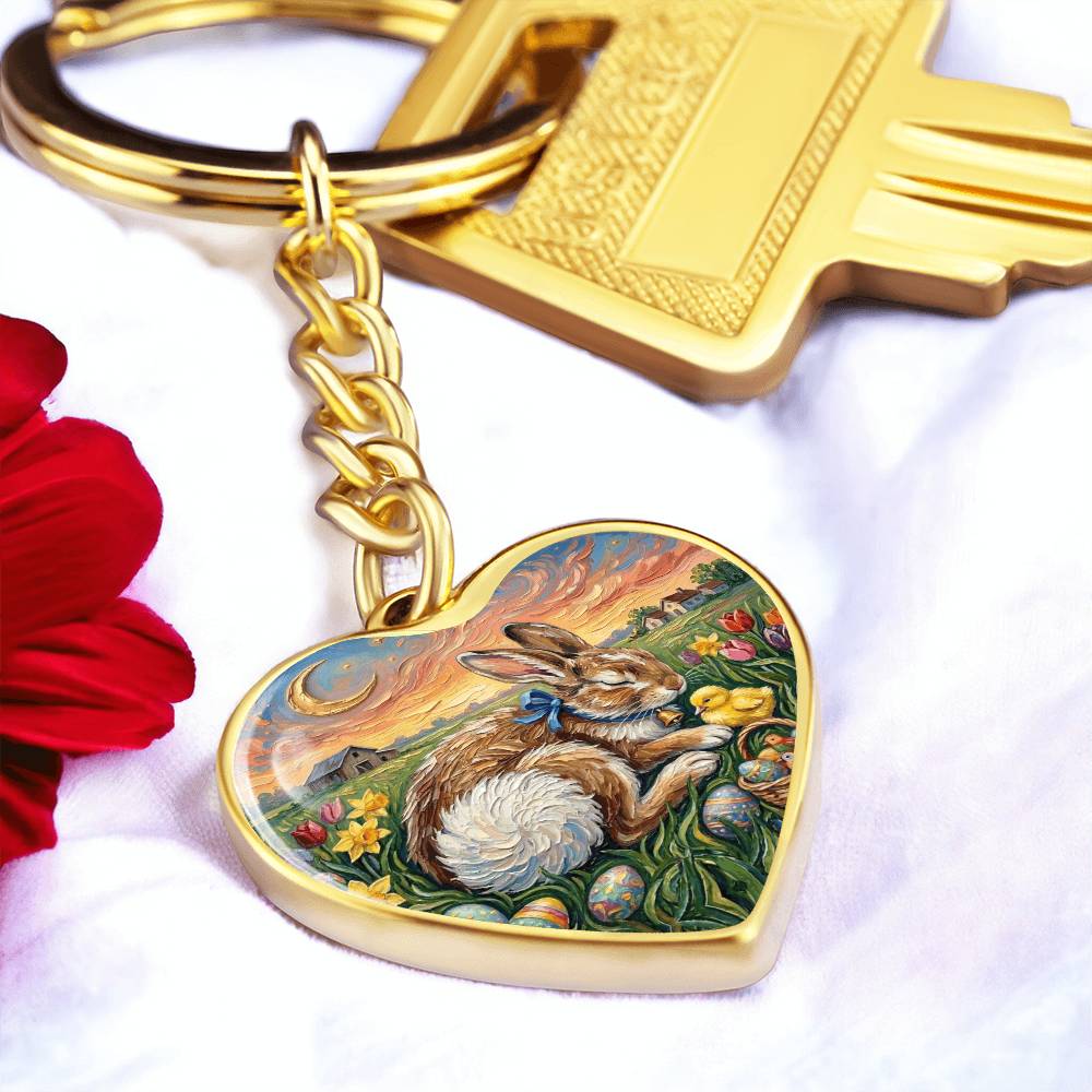 Easter Morning Heart Keychain