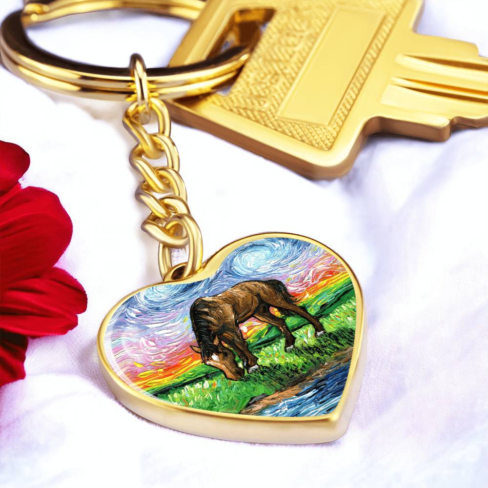 Meadow Starry Night Heart Keychain