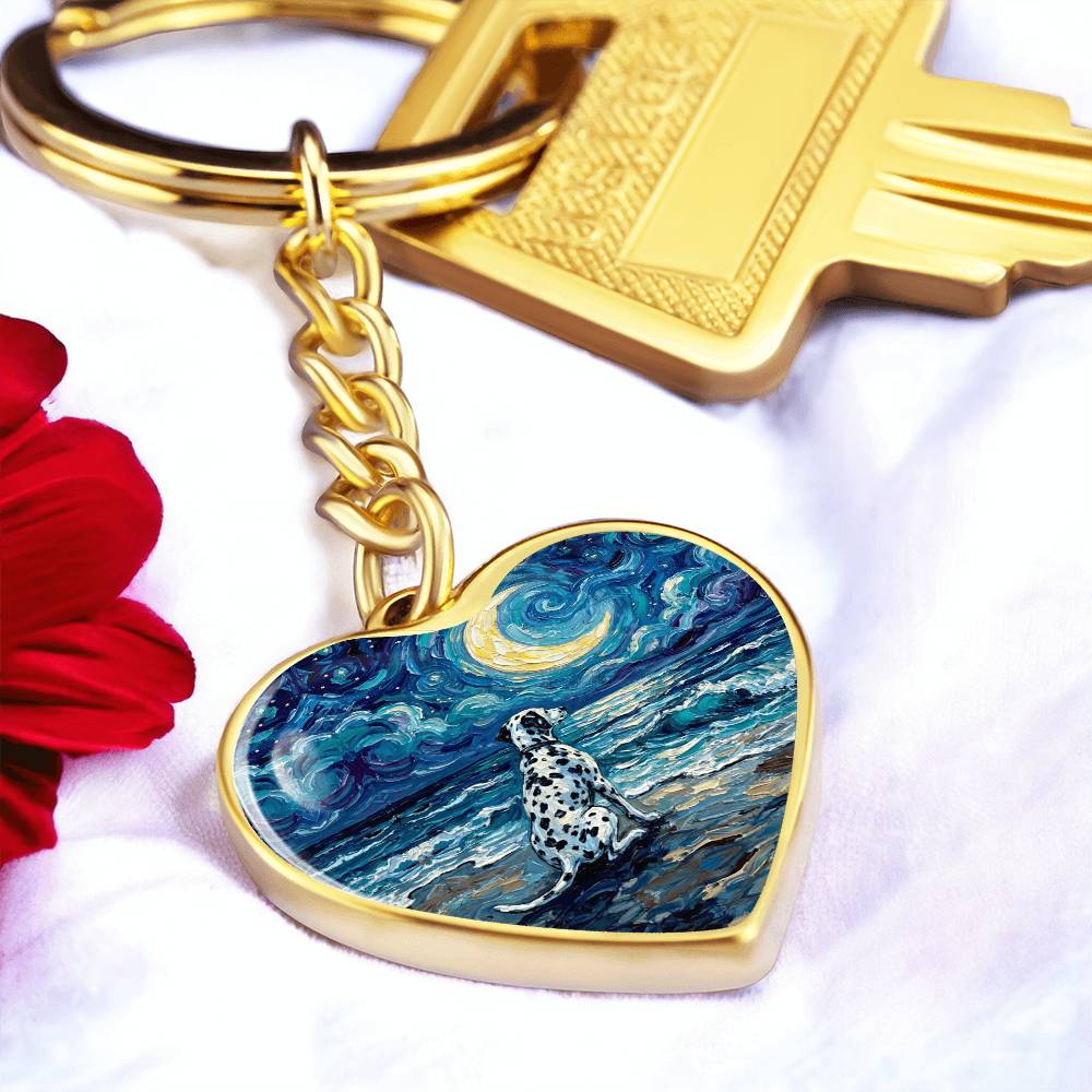 Beach Nights - Dalmatian Heart Keychain