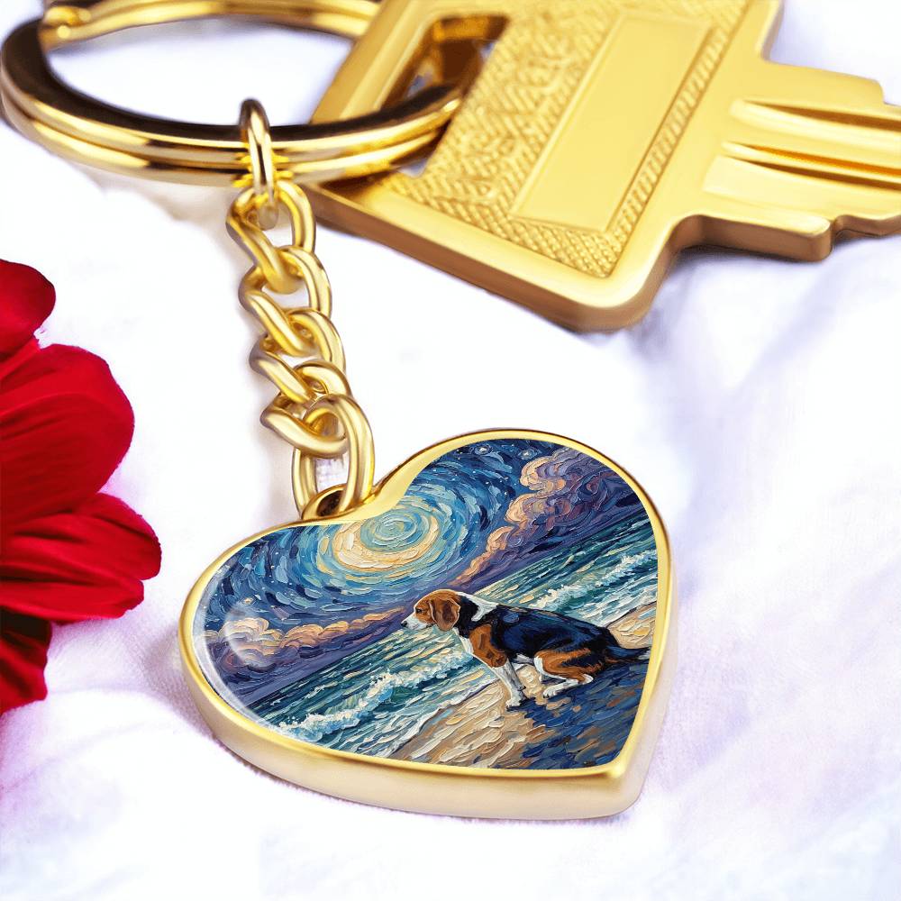 Beach Night - Beagle Heart Keychain