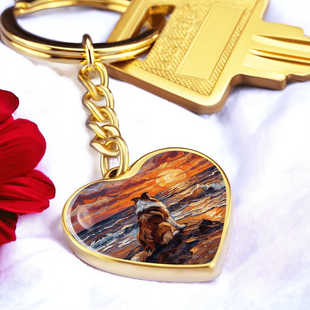Beach Day - Collie Heart Keychain