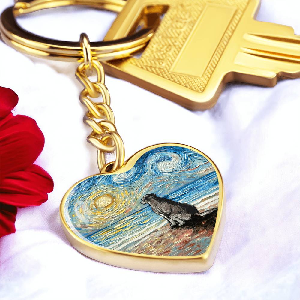 Beach Days, Silver Labrador Heart Keychain