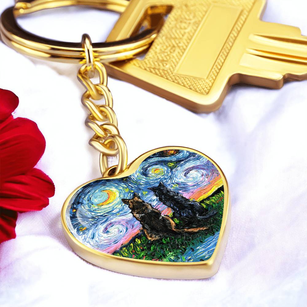 Soulmates Starry Night Heart Keychain