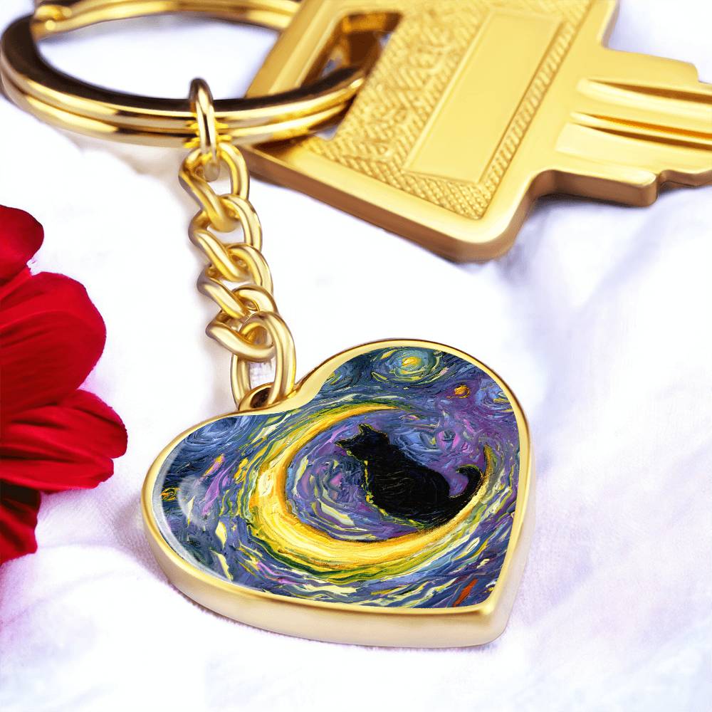 Luna Starry Night Heart Keychain