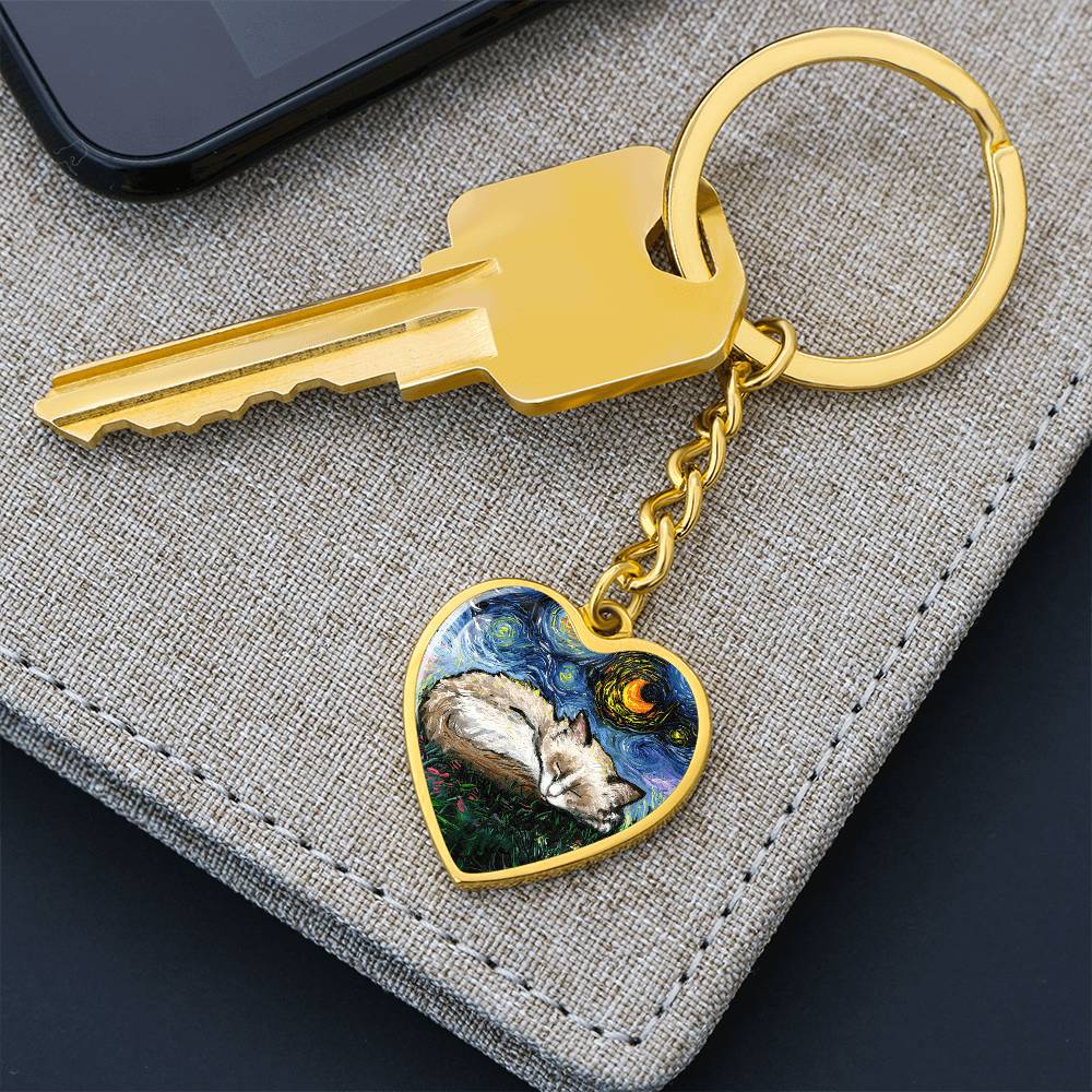 Ragdoll Starry Night Heart Keychain