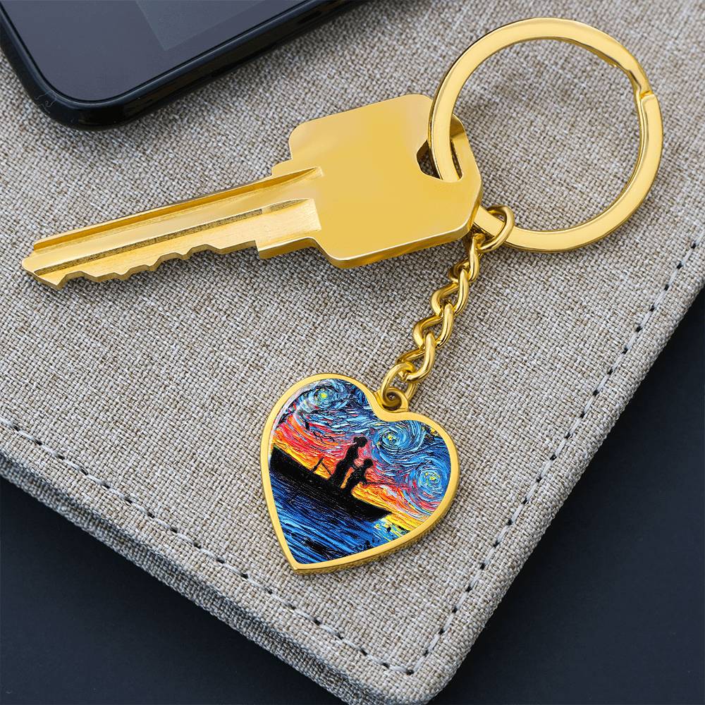 Fishing Trip with Mom Heart Keychain