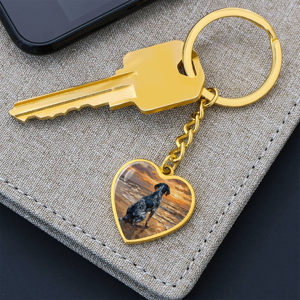 Beach Days - Blue Tick Coonhound Heart Keychain