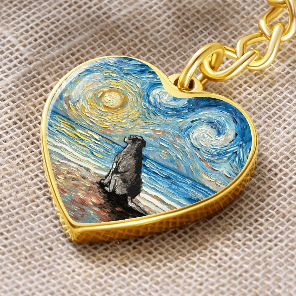 Beach Days, Silver Labrador Heart Keychain