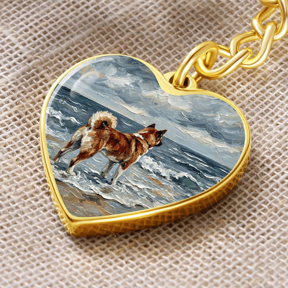 Beach Day - Akita Heart Keychain