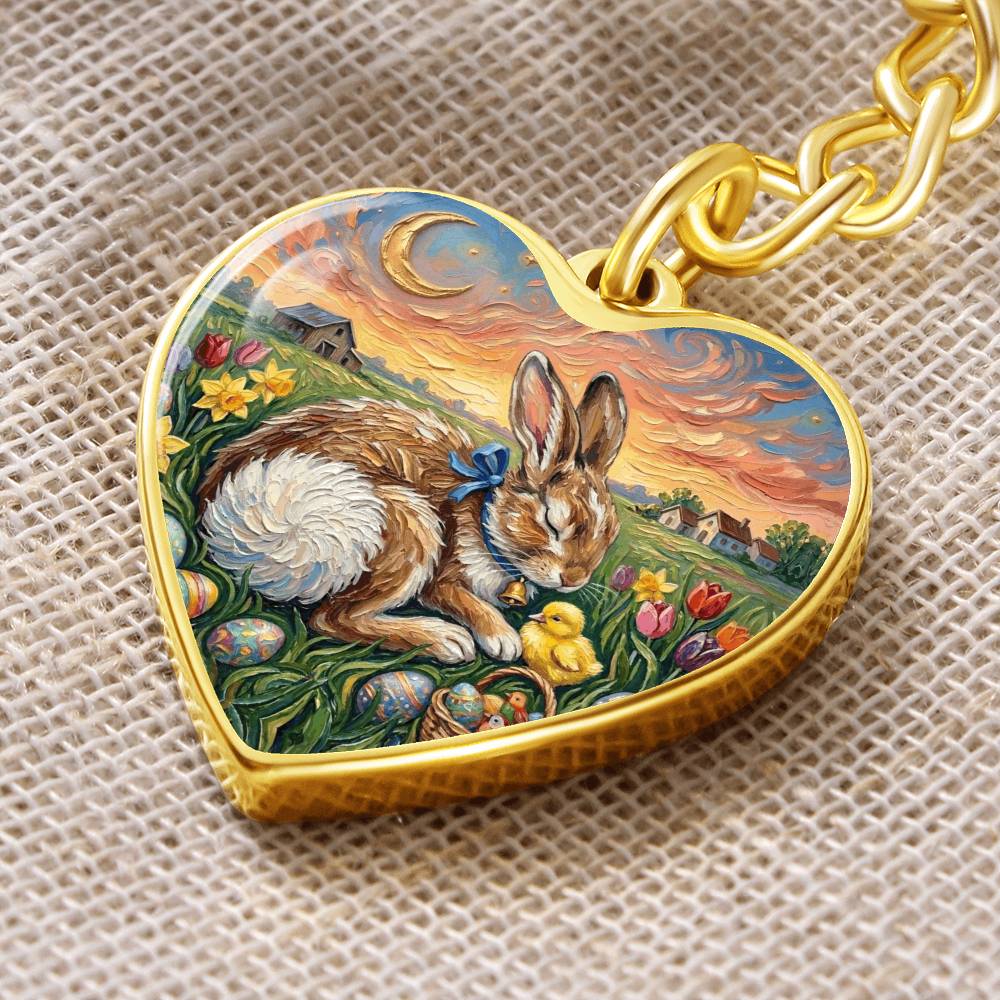 Easter Morning Heart Keychain