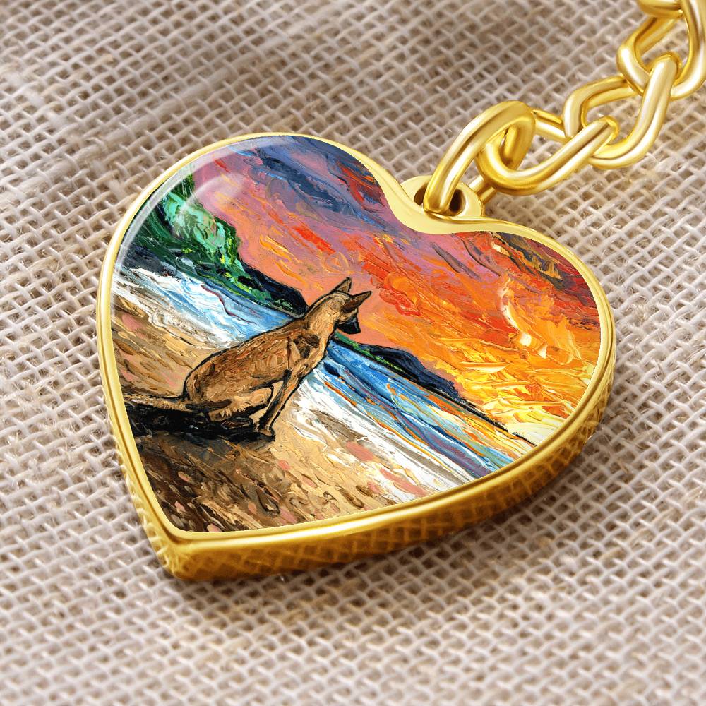 Beach Days - Belgian Malinois Heart Keychain
