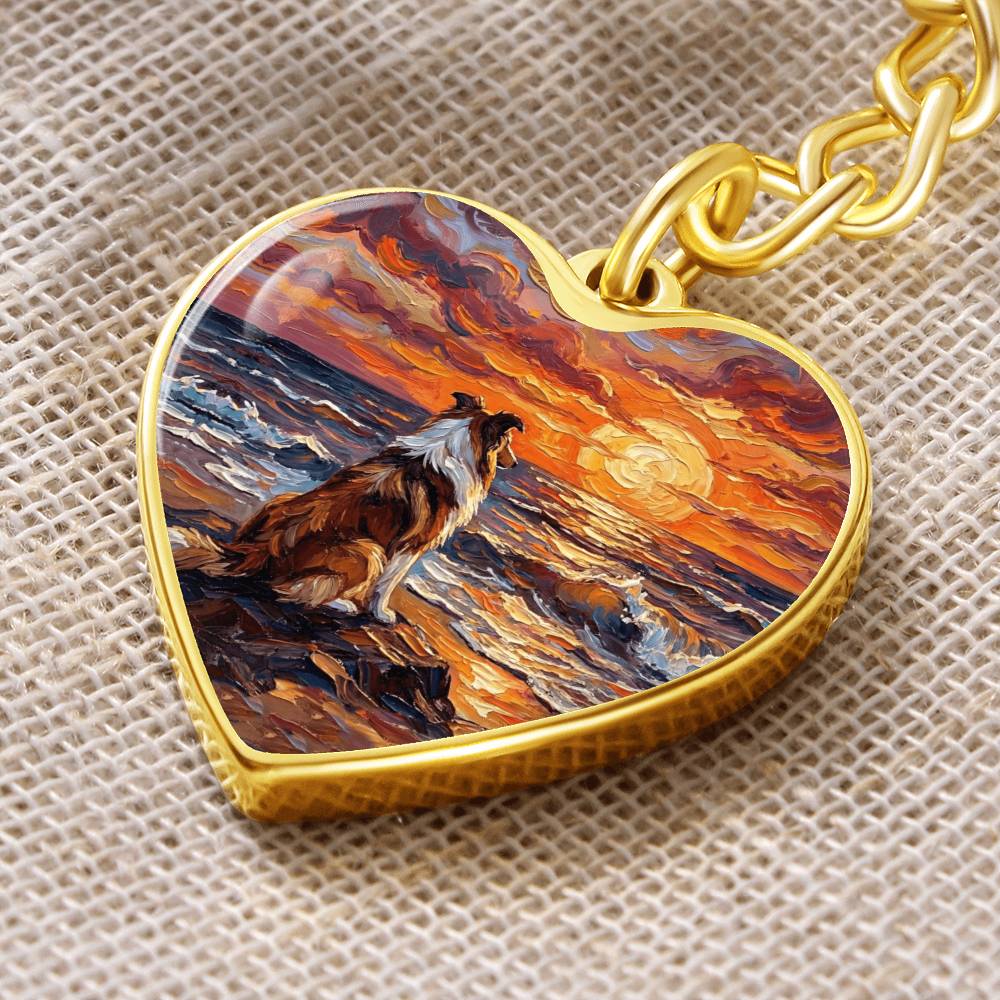 Beach Day - Collie Heart Keychain