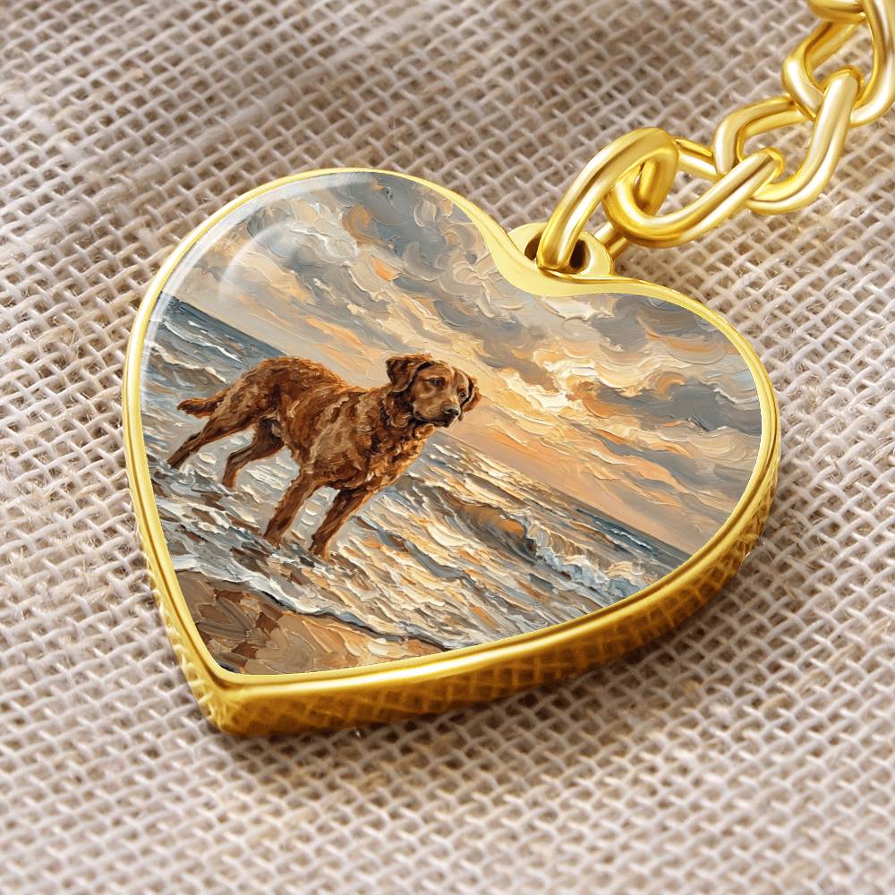 Beach Day - Chesapeake Bay Retriever Heart Keychain