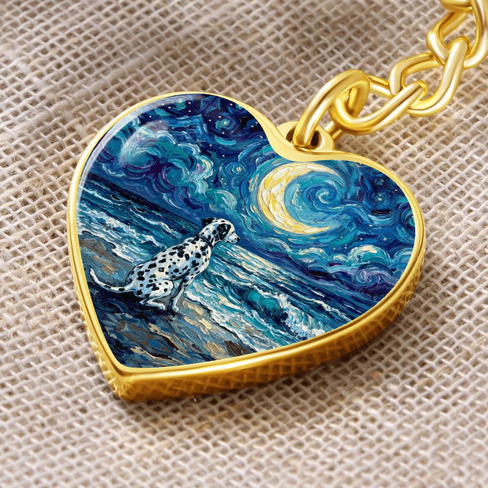 Beach Nights - Dalmatian Heart Keychain