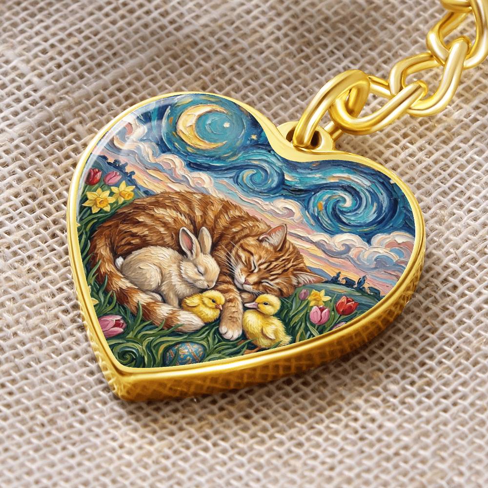 Easter Night Heart Keychain
