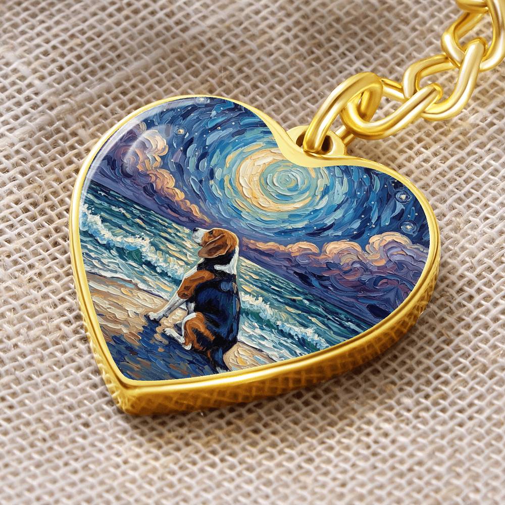 Beach Night - Beagle Heart Keychain