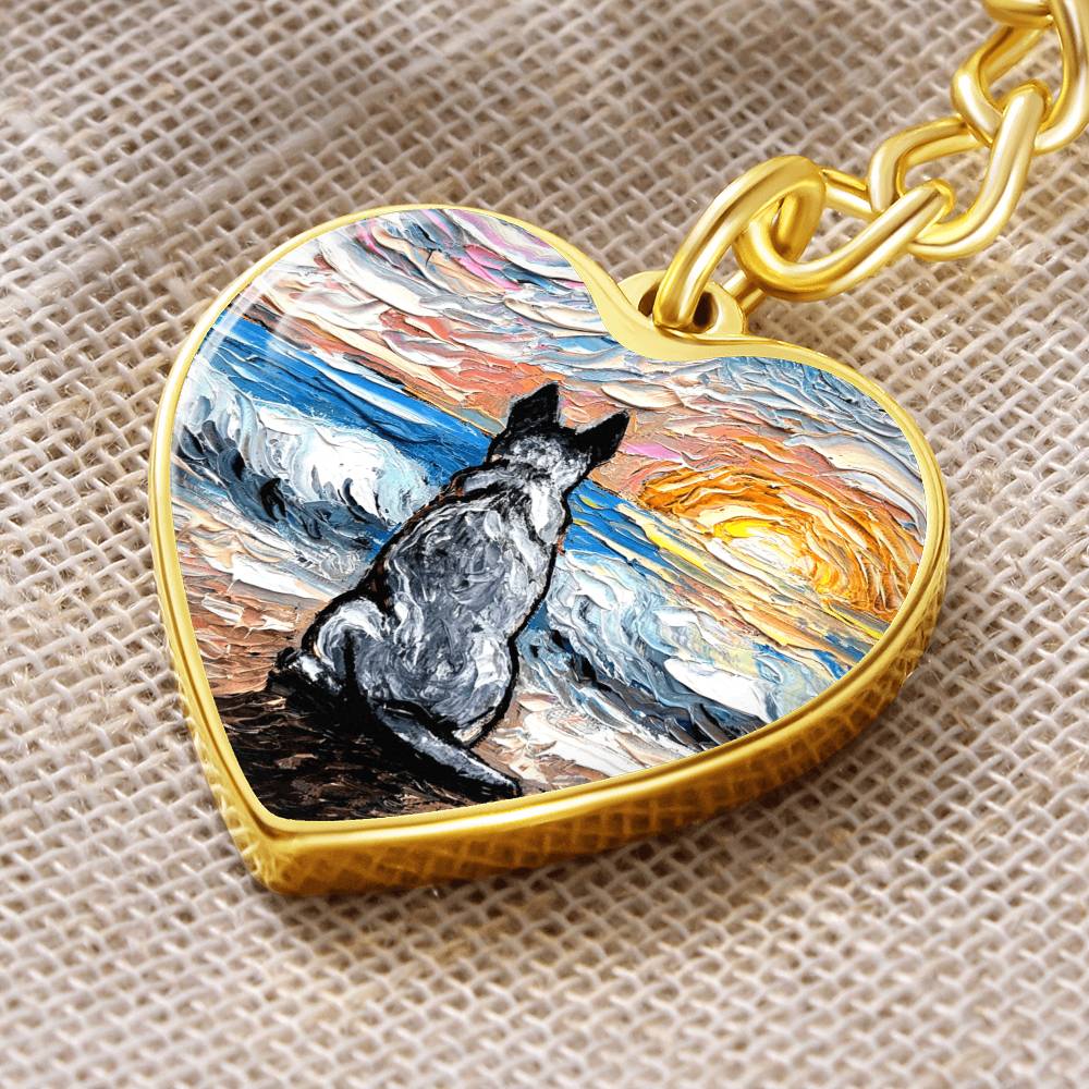 Beach Days, Blue Heeler Heart Keychain