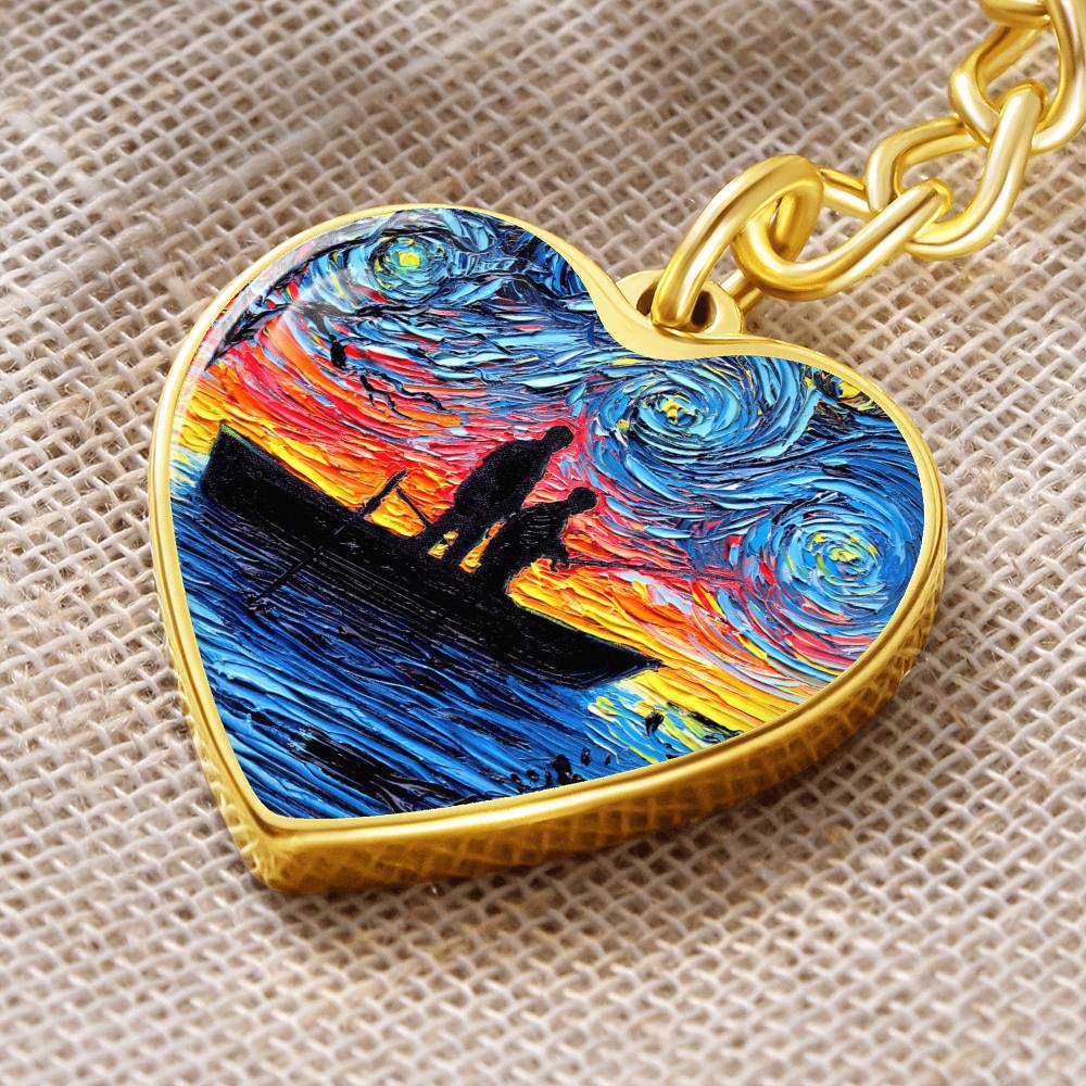 The Fishing Trip Starry Night Heart Keychain