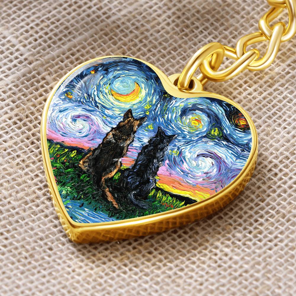 Soulmates Starry Night Heart Keychain