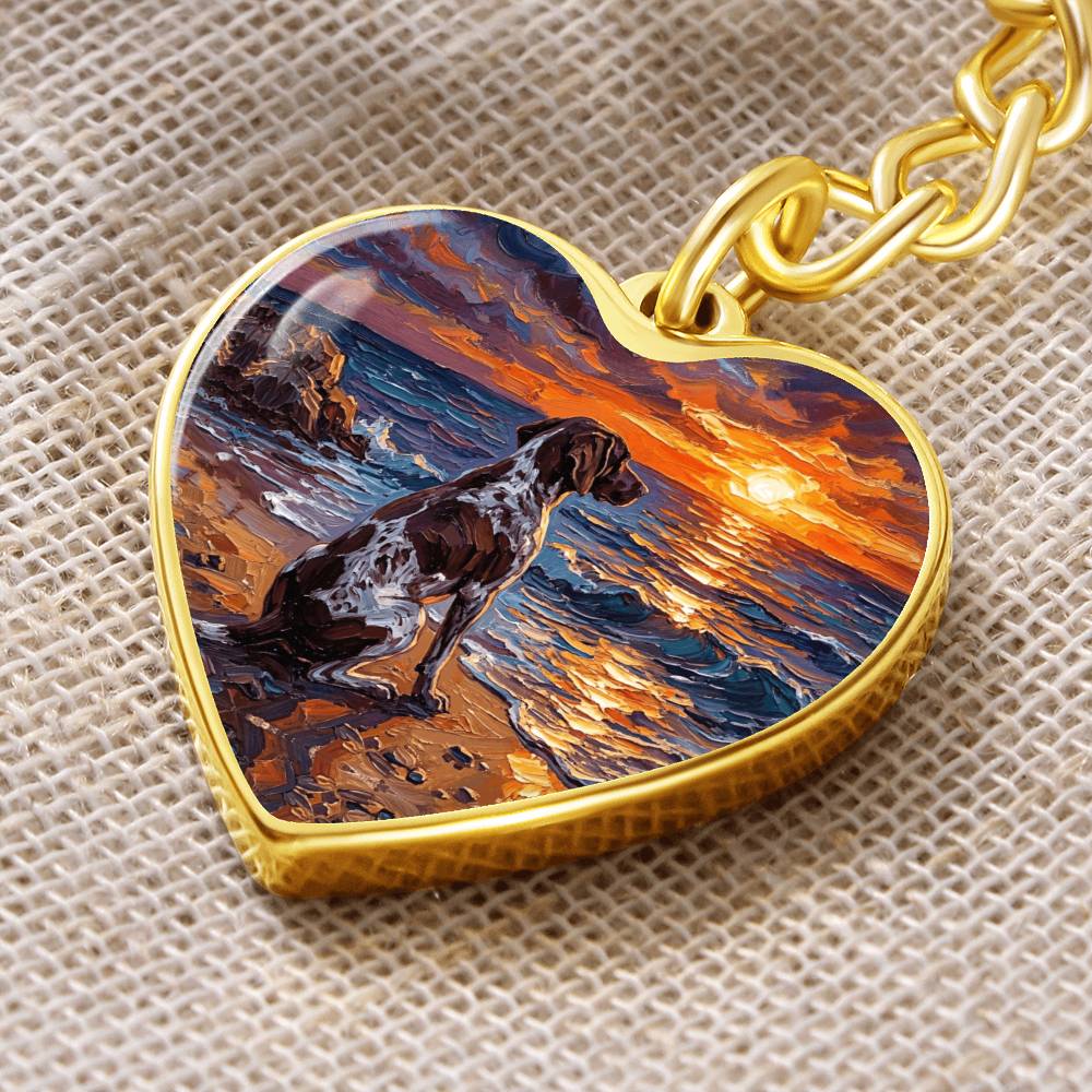 Beach Day - German Pointer Heart Keychain