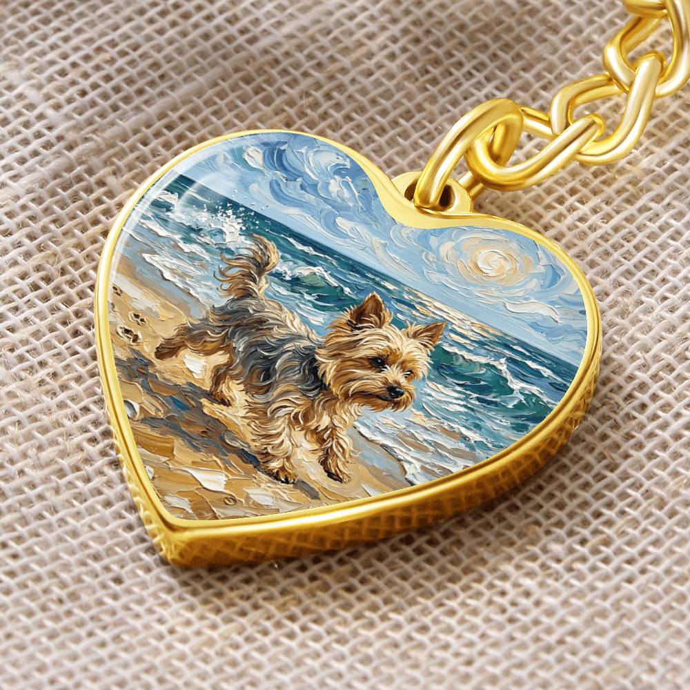 Beach Days - Yorkie Heart Keychain