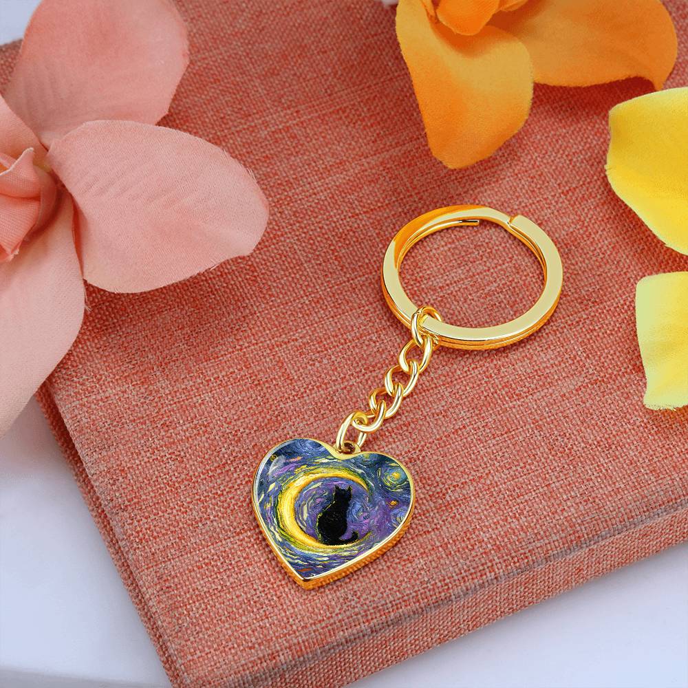 Luna Starry Night Heart Keychain