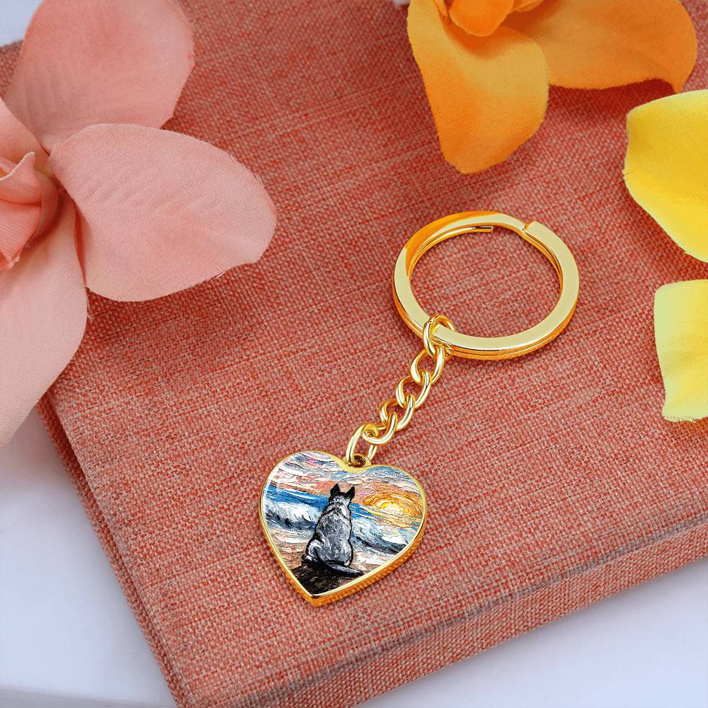 Beach Days, Blue Heeler Heart Keychain
